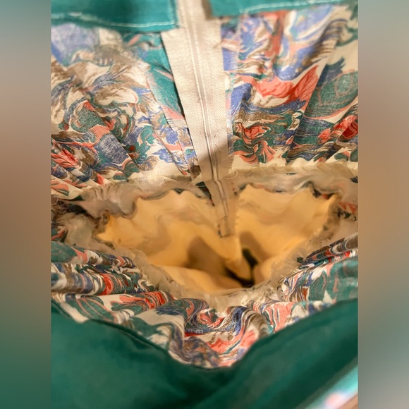 Vintage Hippie 1960's Floral & Lace Print Sleeve Crochet Hem Maxi - Picture 6 of 7